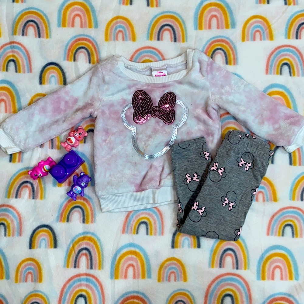 Minnie Mouse Pants Set Fleece Sweater 18 Months